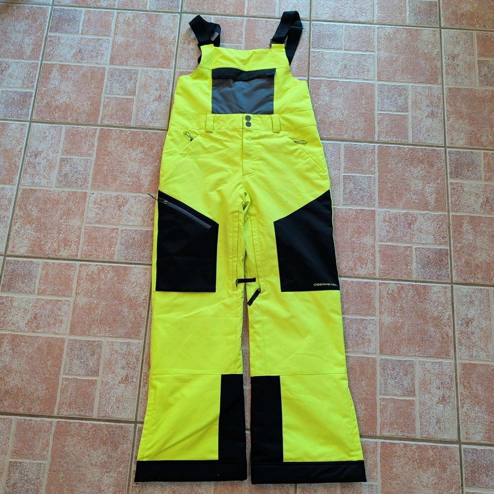 Obermeyer Ski Bibs Teen XL 18 Neon Yellow Black Extended Wear System Pants